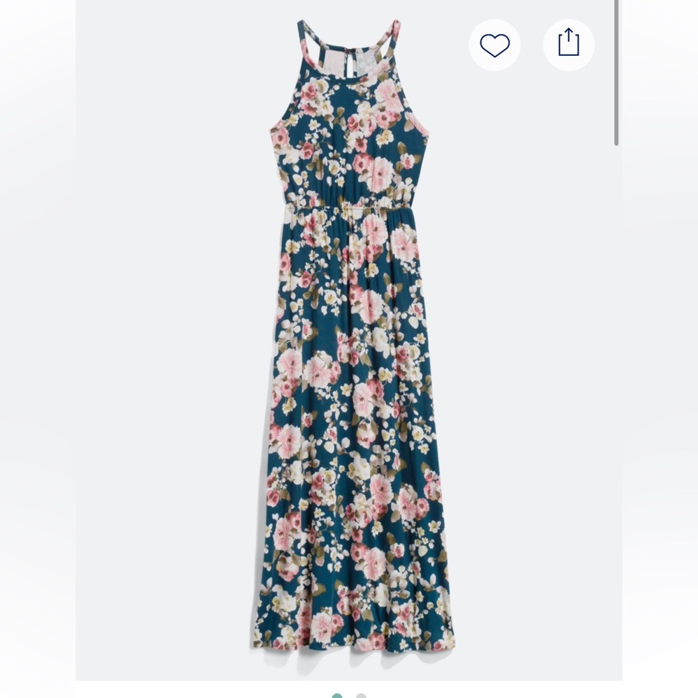 Papermoon Blue and Pink Spaghetti Strap Slip Maxi Dress